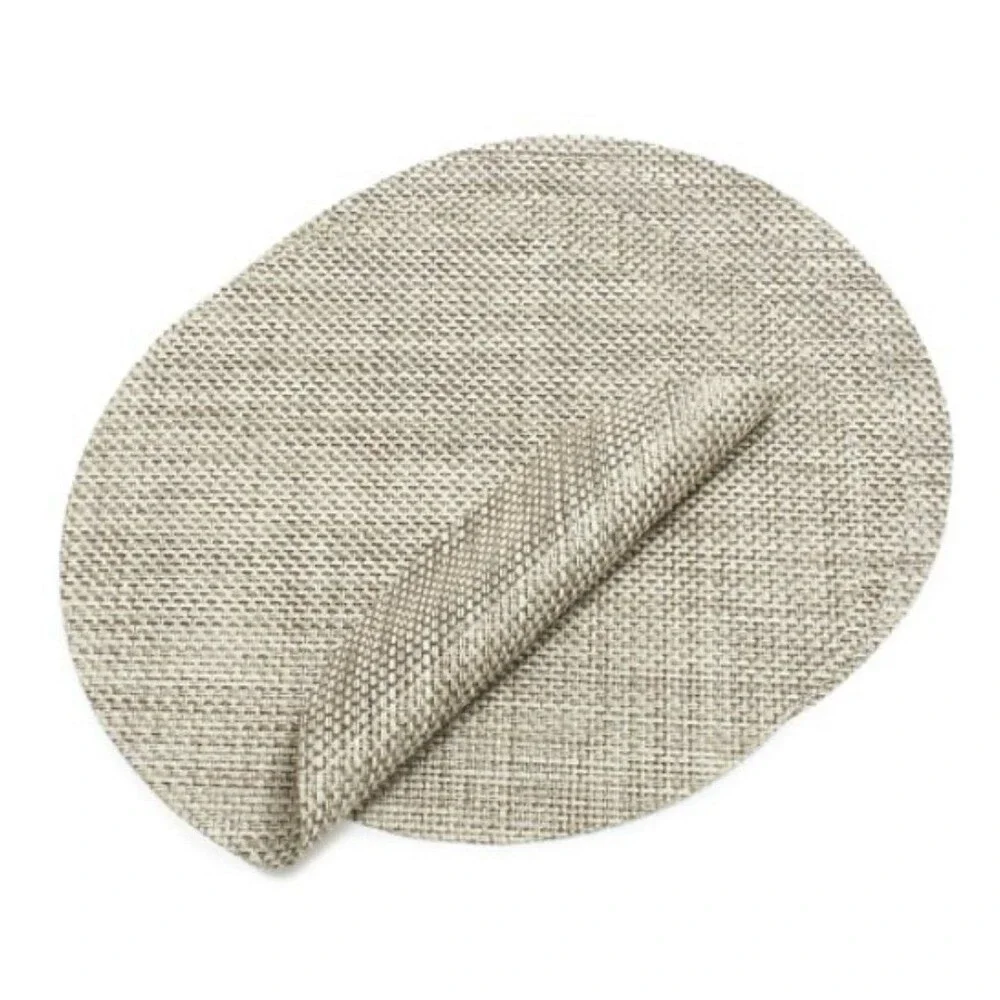 Set of 4 Chilewich Oyster Round Basketweave Placemats